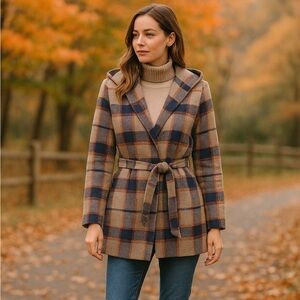 Christian Siriano Plaid Knit Wrap Jacket | Effortless Fall Layering
